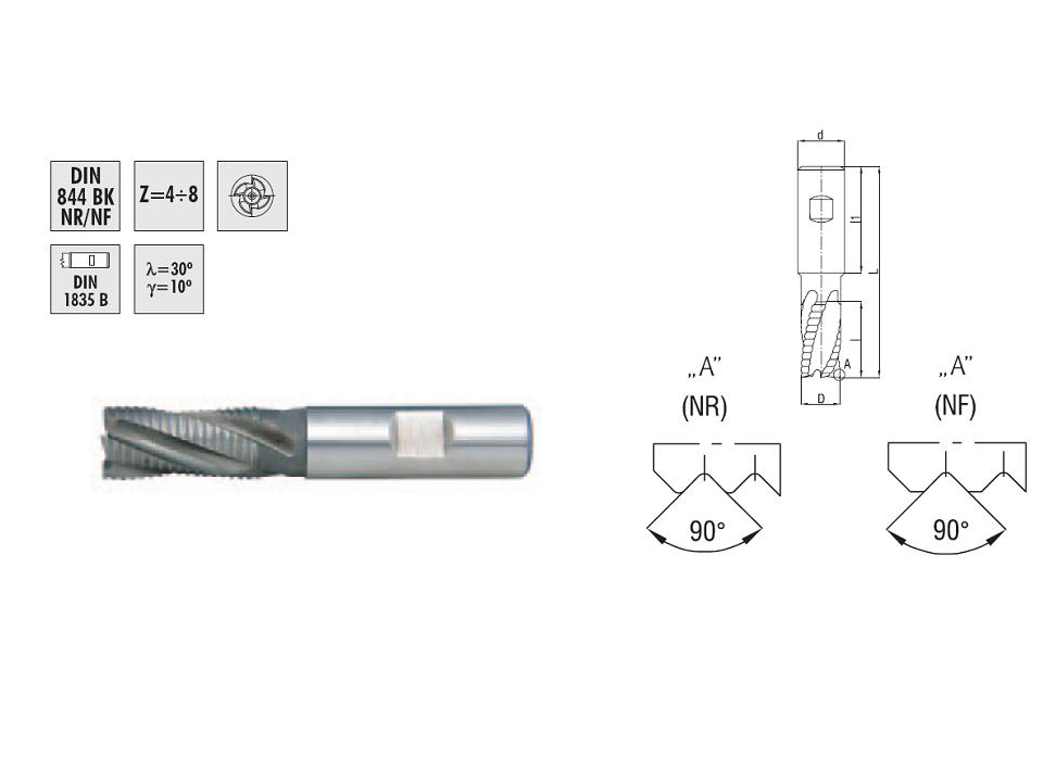 Фрезы концевые обдирочные с ц/х DIN 844 BKNR HSSE фото 2