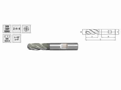 Фреза концевая радиусная ц/х 3.0 Z=2 L/l=49/5 HSS-E DIN327 DKR 0641-559-470302